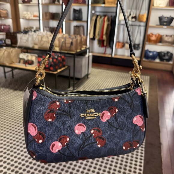 Coach Teri Shoulder Bag With Cherry CY694 Authentic - Picture 1 of 7